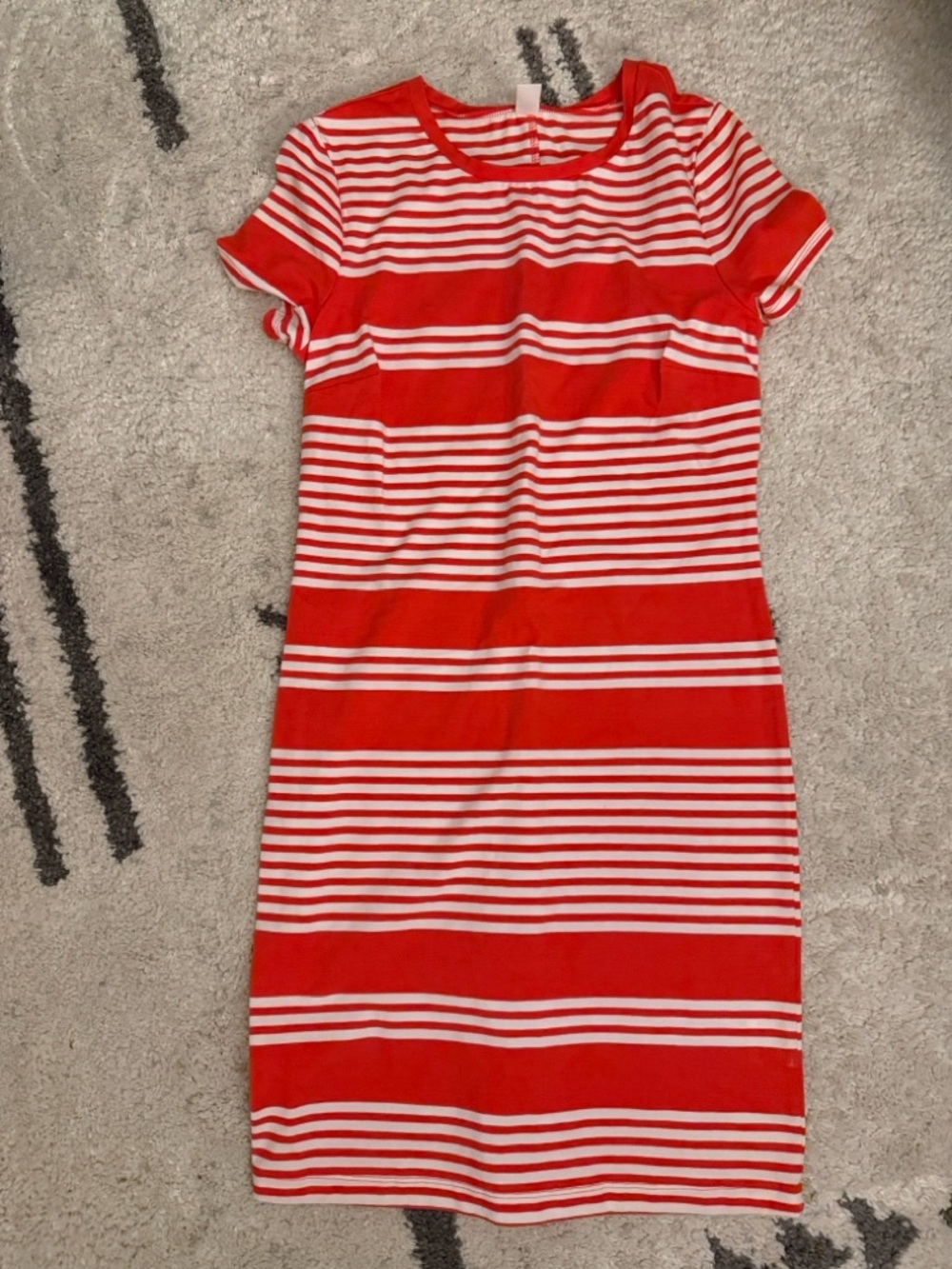 Old Navy Red-Orange and White Striped Crew Tee dress